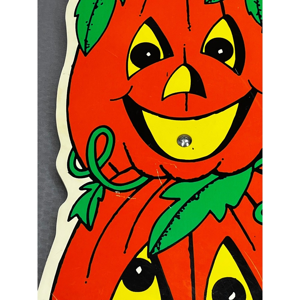 Vintage Halloween Stacked Jack O Lantern Pumpkins Yard Stake Decor Sign 33.5"
